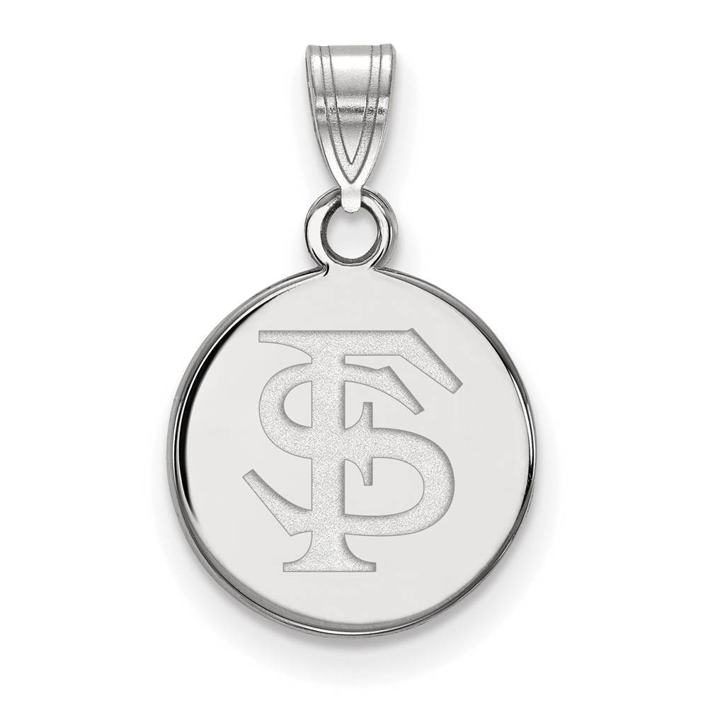 10k White Gold Florida State Disc Pendant