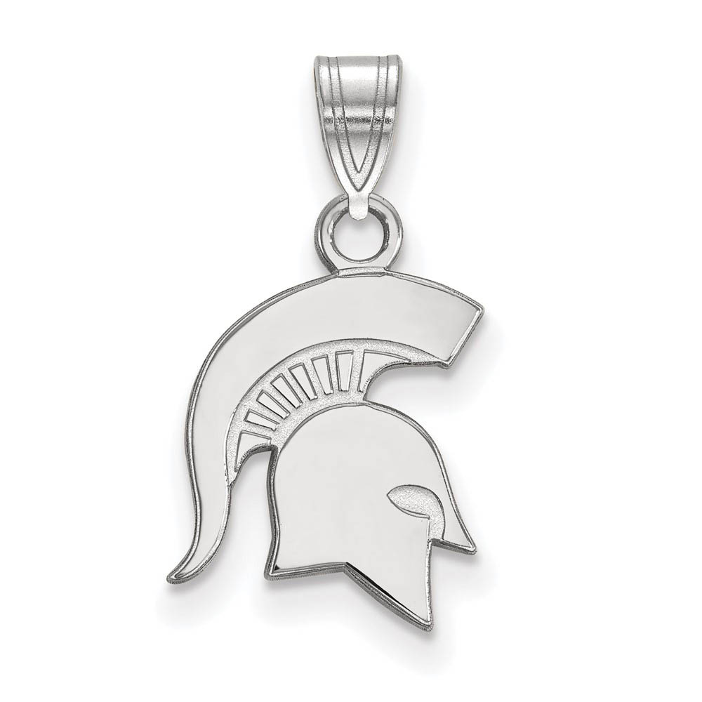 10k White Gold Michigan State Pendant