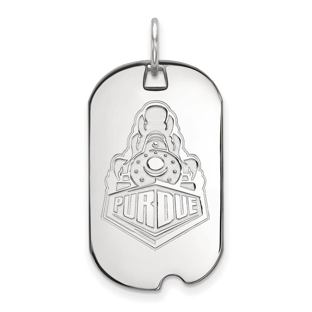 10k White Gold Purdue Logo Dog Tag Pendant