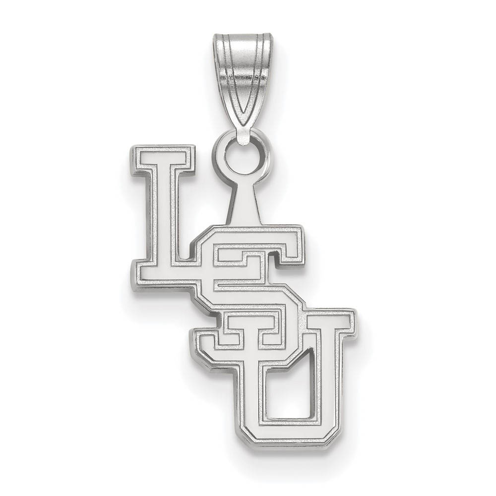10k White Gold Louisiana State Stacked 'LSU' Pendant
