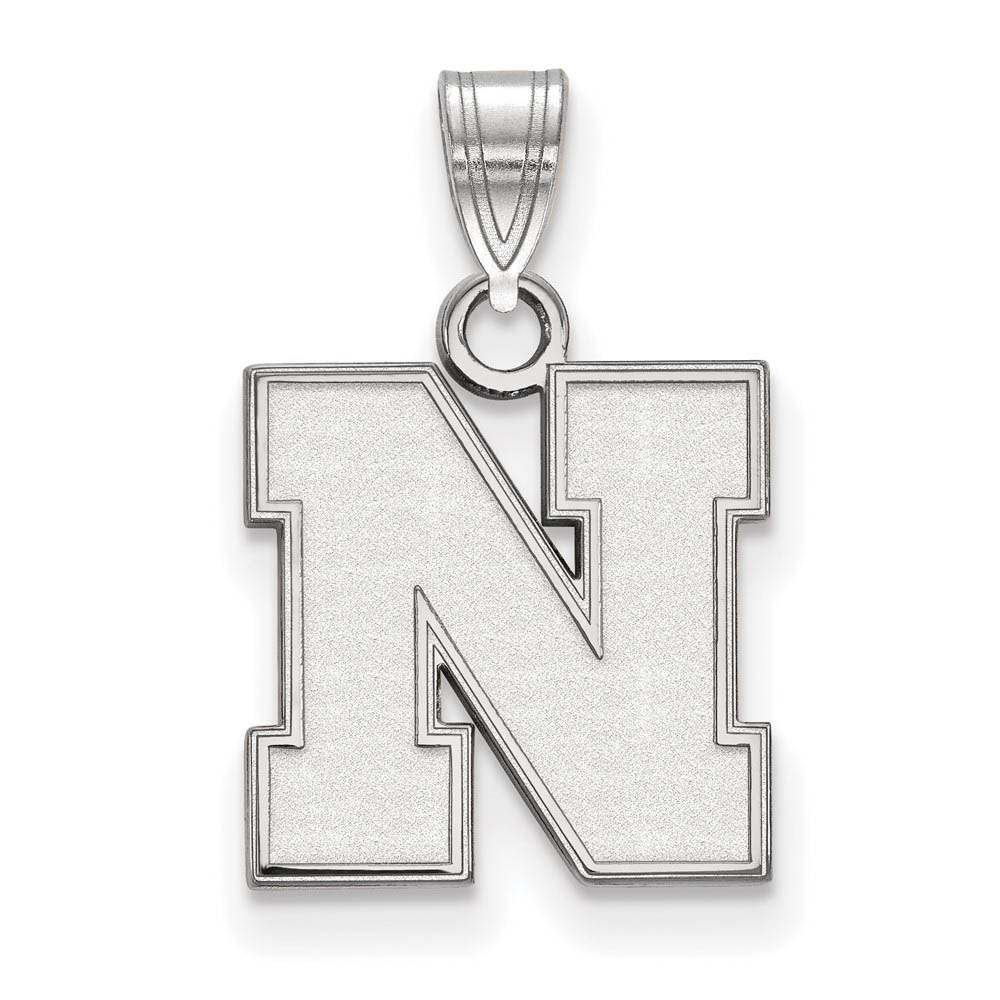 10k White Gold U of Nebraska Initial N Pendant