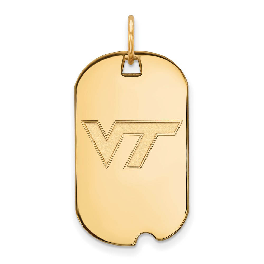 10k Yellow Gold Virginia Tech Logo Dog Tag Pendant