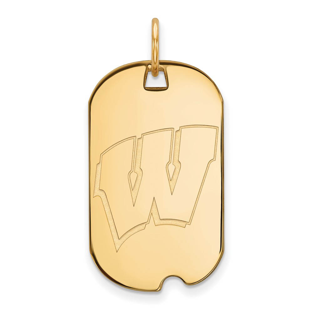 10k Yellow Gold U. of Wisconsin Initial W Dog Tag Pendant