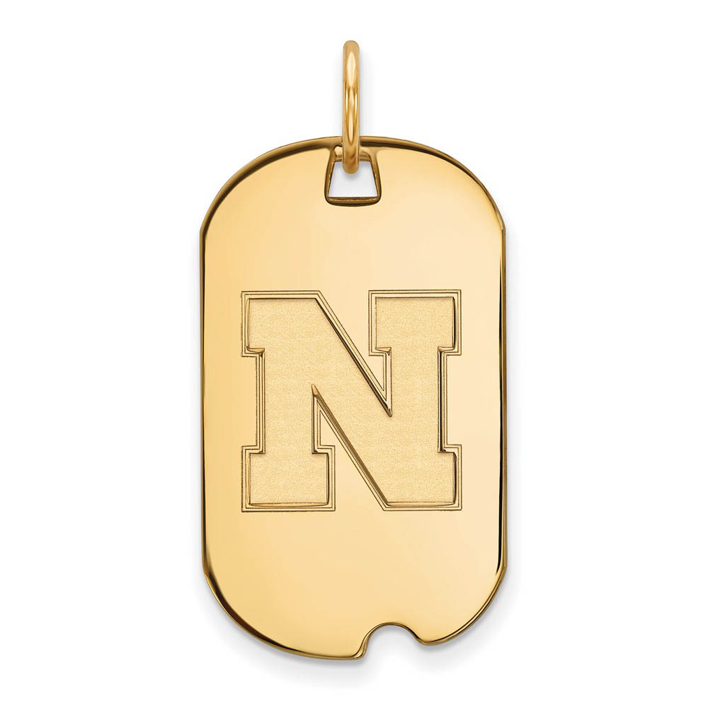10k Yellow Gold U. of Nebraska Initial N Dog Tag Pendant