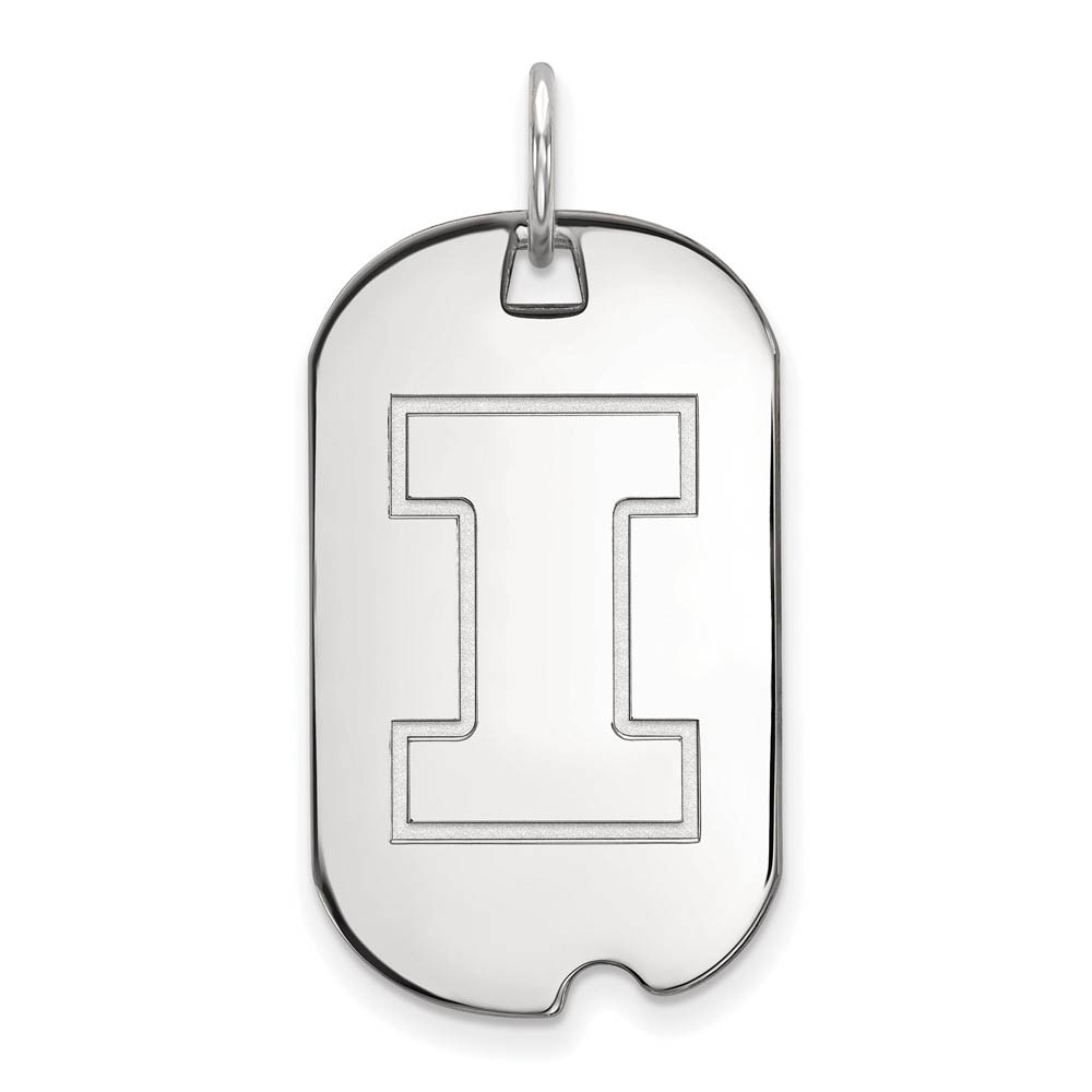 14k White Gold U. of Illinois Initial I Dog Tag Pendant