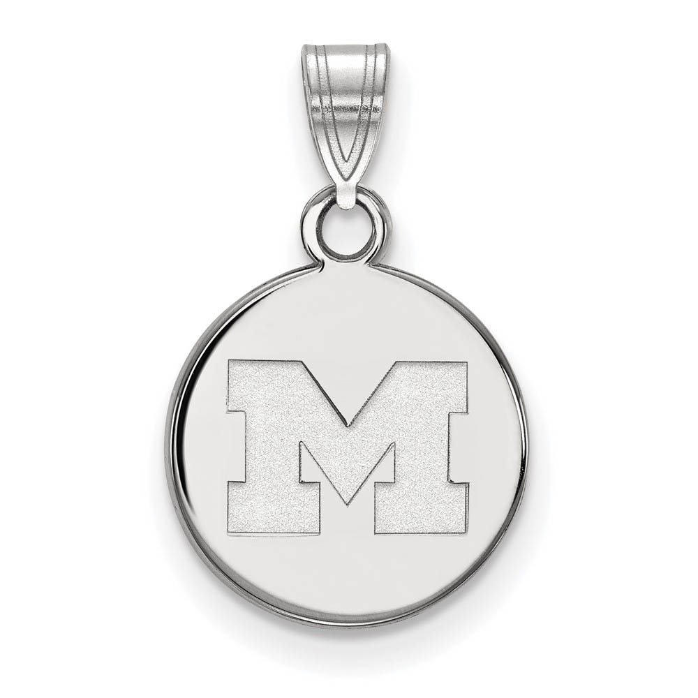 14k White Gold U. of Michigan Small Initial Disc Pendant