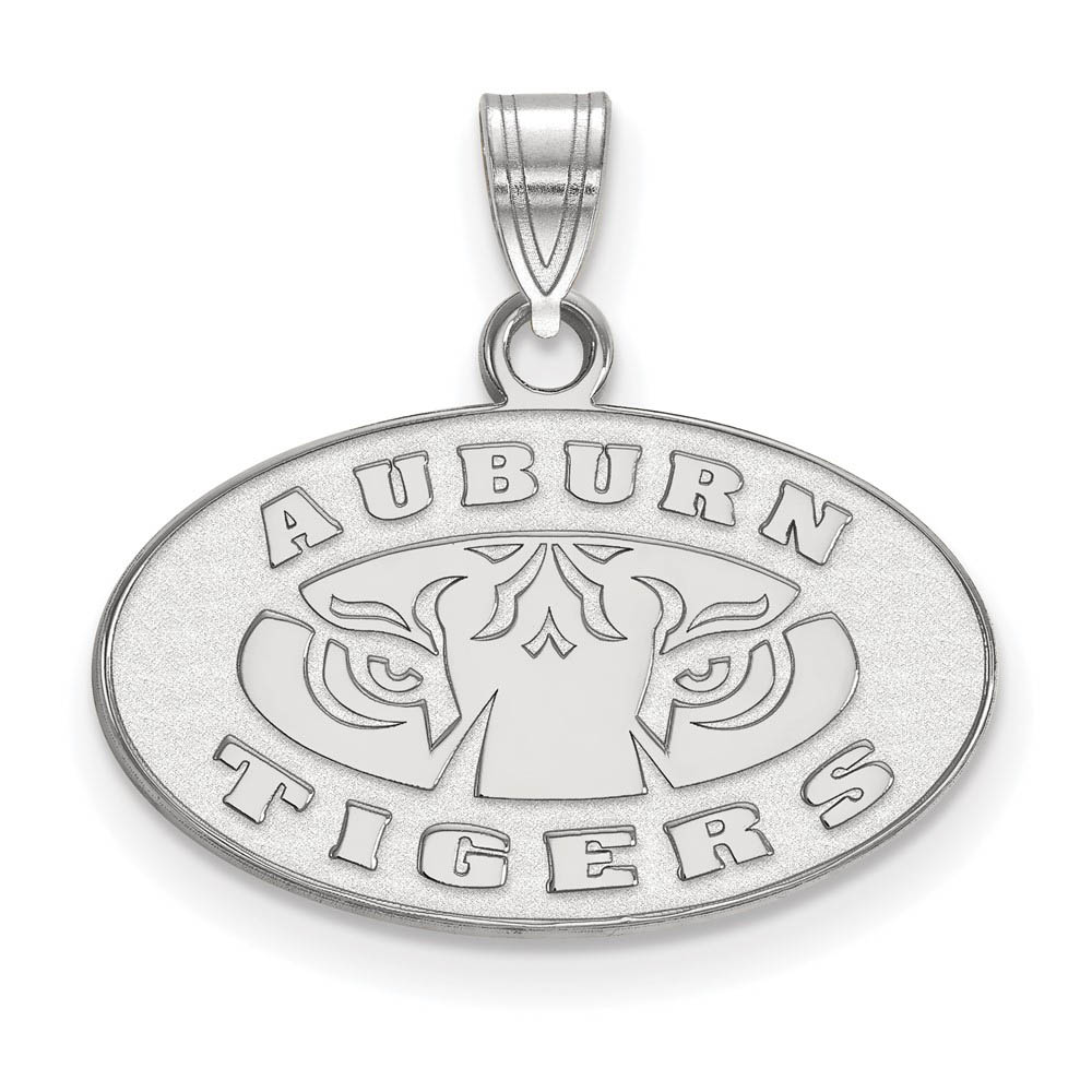 14k White Gold Auburn U Oval Logo Pendant
