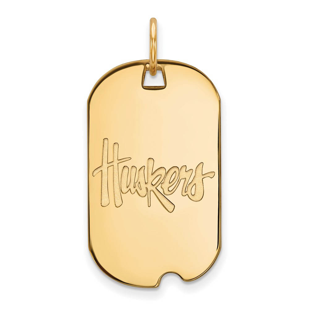 14k Yellow Gold U. of Nebraska 'Huskers' Dog Tag Pendant