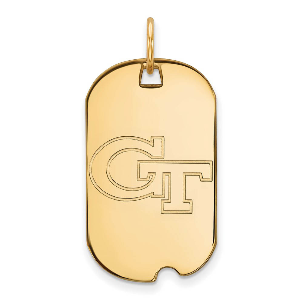 14k Yellow Gold Georgia Technology Dog Tag Pendant