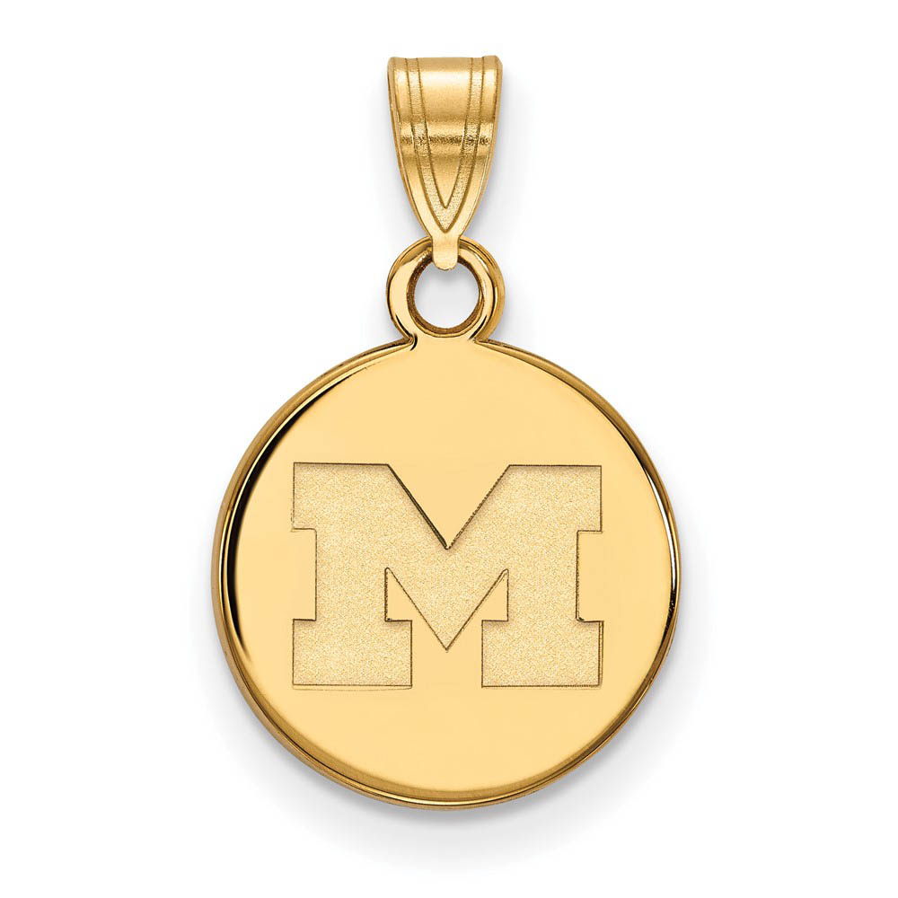 14k Yellow Gold U. of Michigan Small Initial Disc Pendant