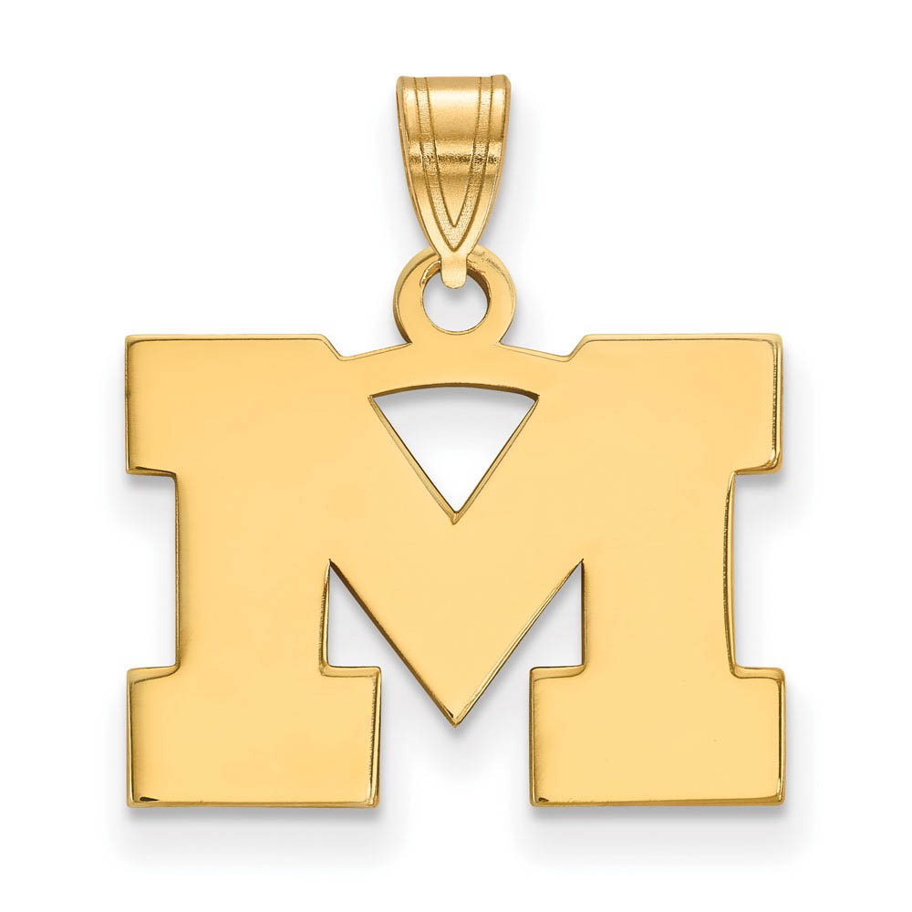 14k Gold Plated Silver U. of Michigan Small Initial Pendant