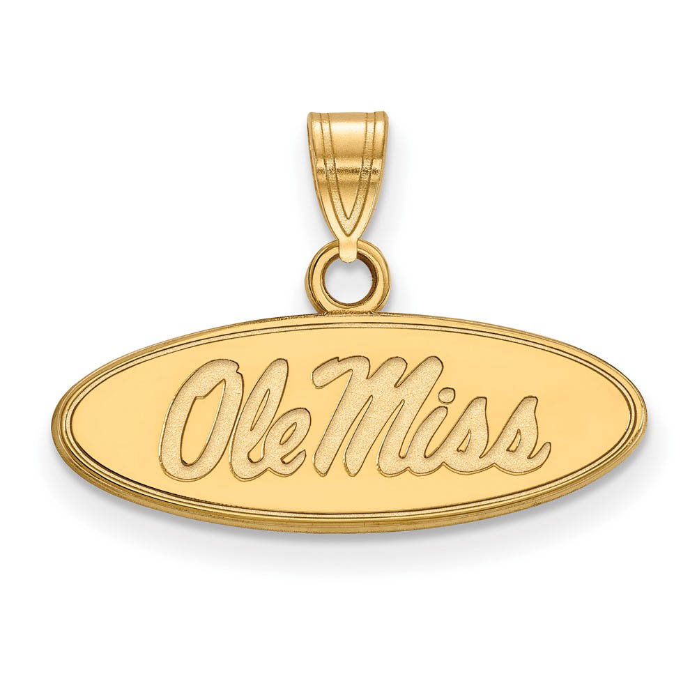 14k Gold Plated Silver U. of Mississippi Oval 'Ole Miss' Pendant