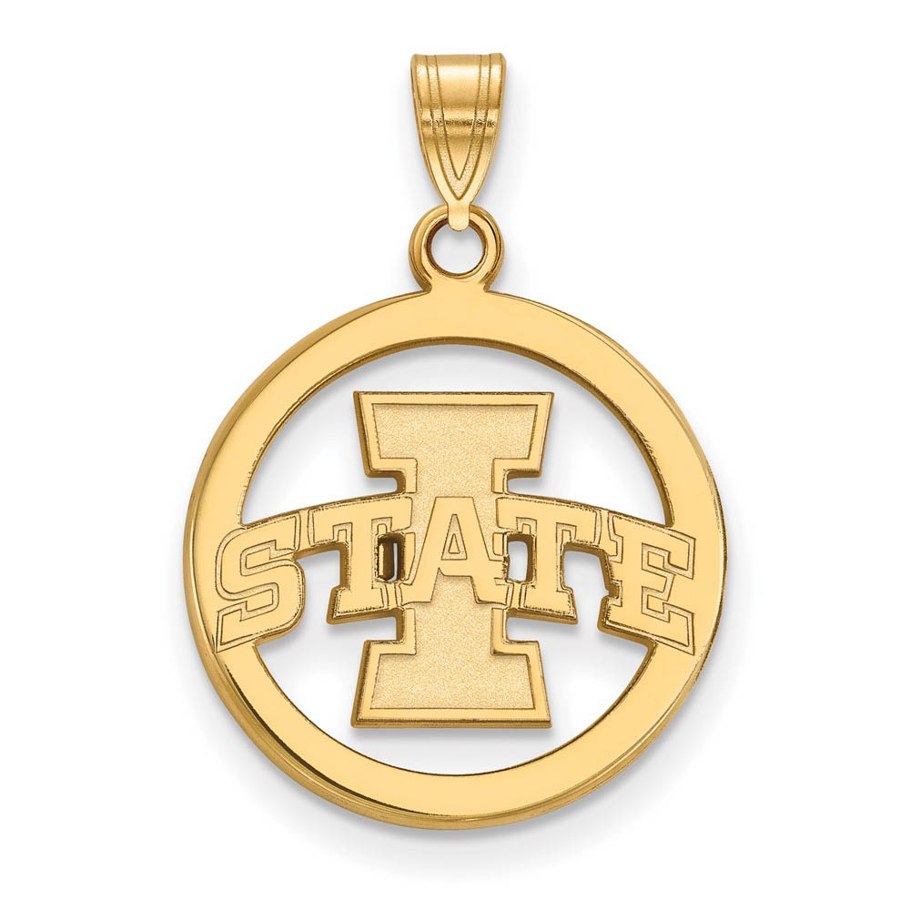 14k Gold Plated Silver Iowa State Circle Pendant