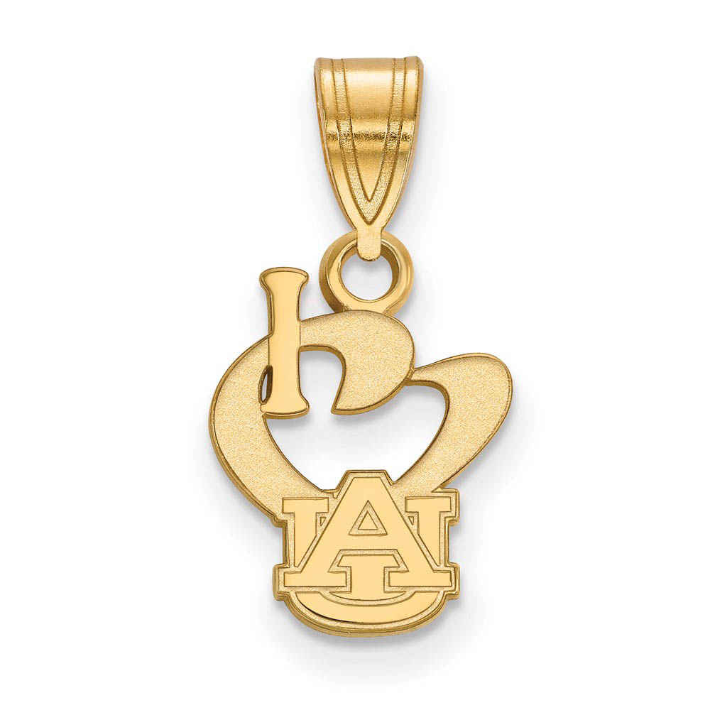 14k Gold Plated Silver Auburn U I Love Logo Pendant