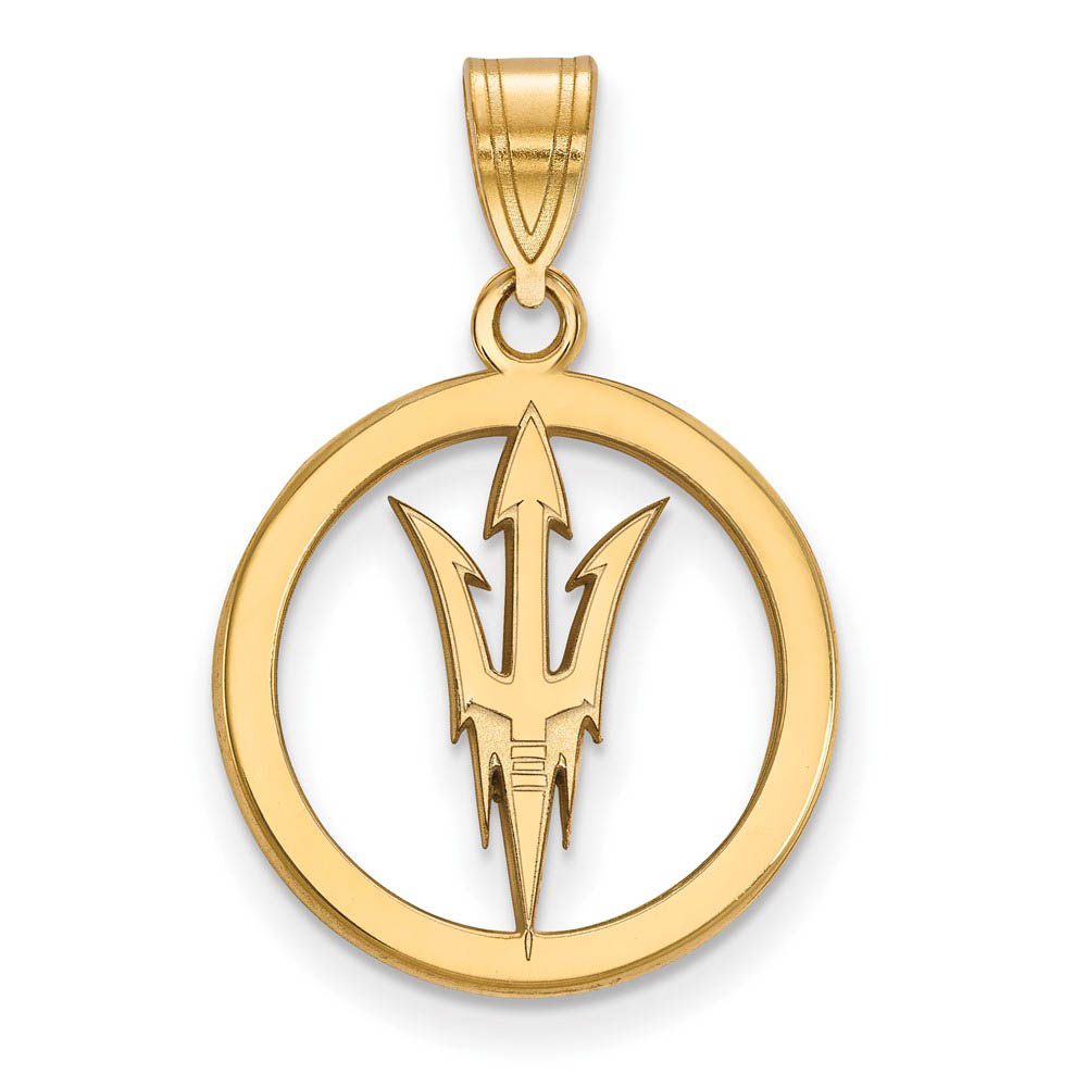 14k Gold Plated Silver Arizona State Circle Pendant
