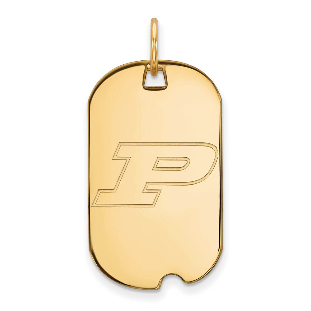 14k Gold Plated Silver Purdue Initial P Dog Tag Pendant