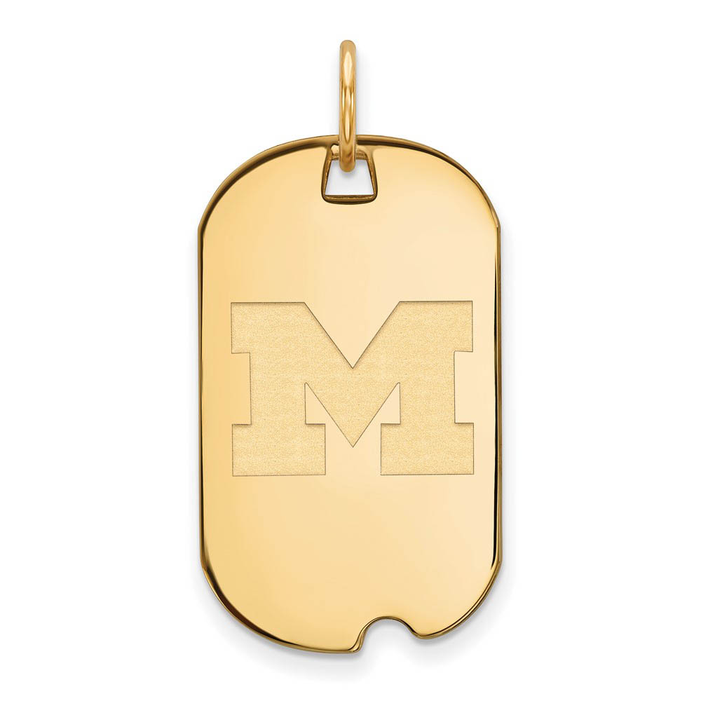 14k Gold Plated Silver U. of Michigan Initial Dog Tag Pendant