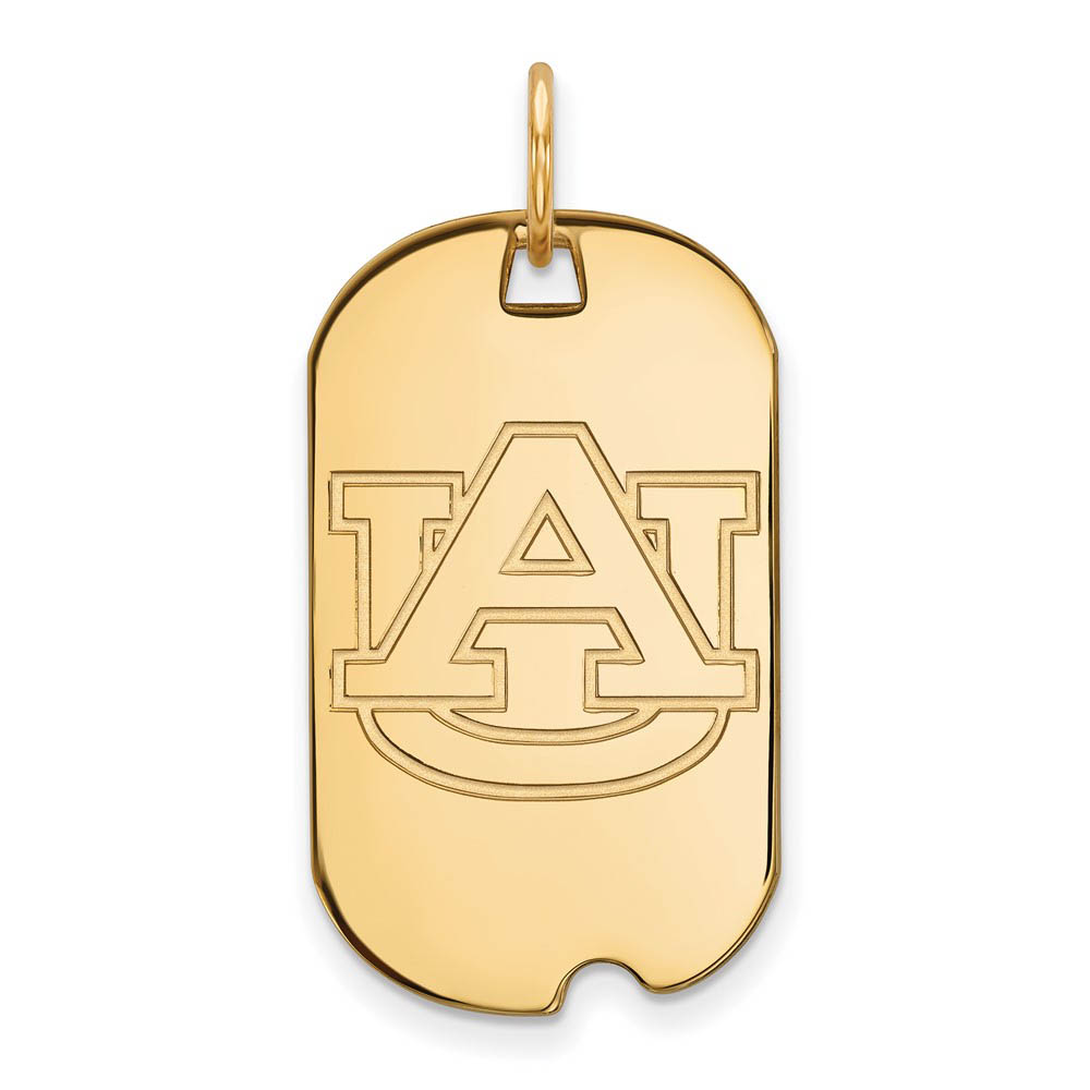 14k Gold Plated Silver Auburn U Dog Tag Pendant