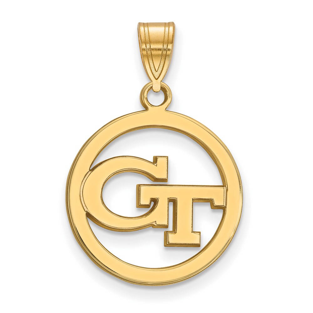 14k Gold Plated Silver Georgia Technology Circle Pendant