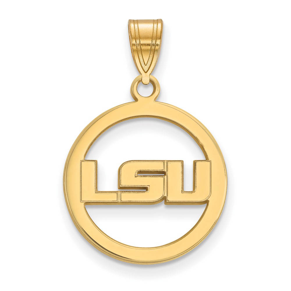 14k Gold Plated Silver Louisiana State Circle Pendant