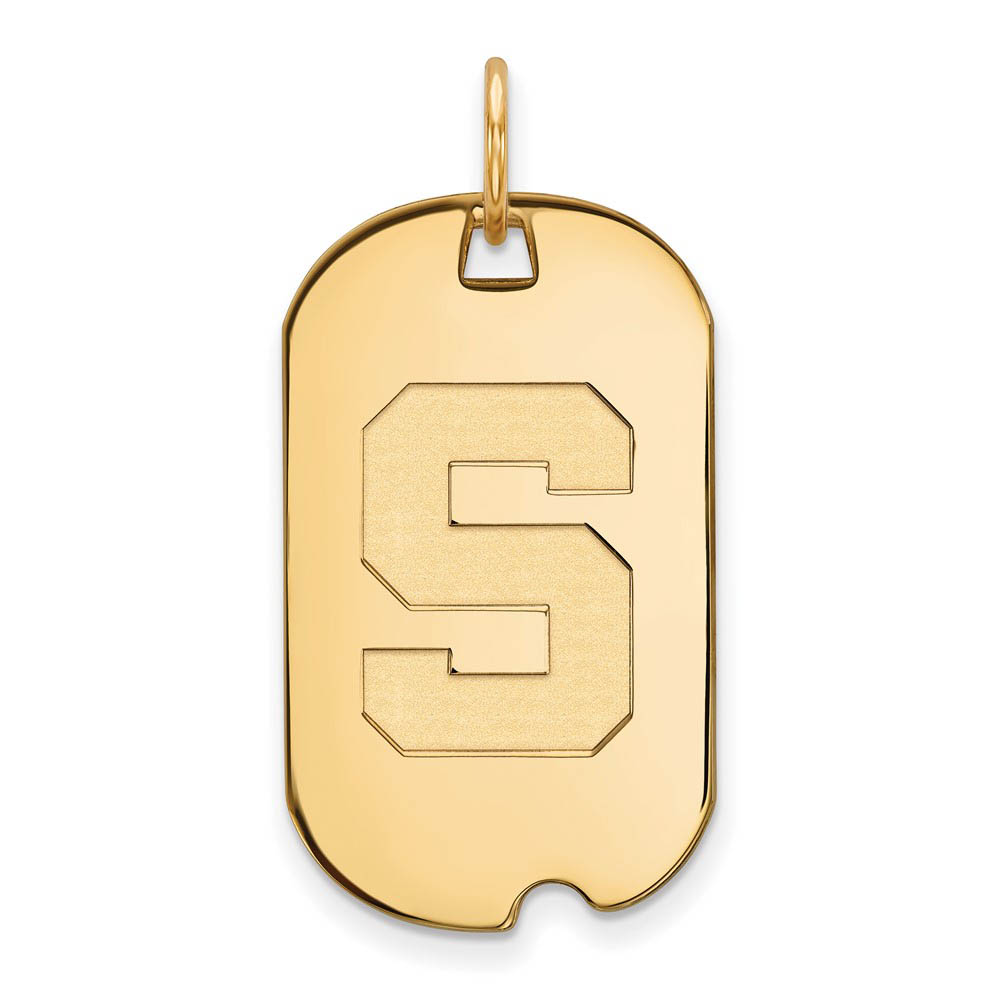 14k Gold Plated Silver Michigan State Initial Dog Tag Pendant