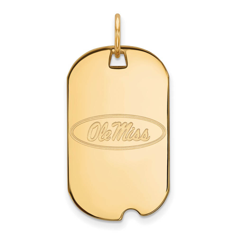 14k Gold Plated Silver U. of Mississippi Dog Tag Pendant