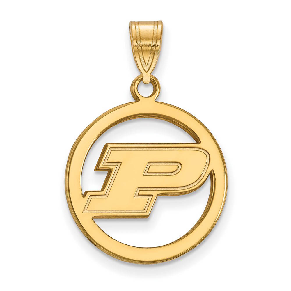14k Gold Plated Silver Purdue Initial P Circle Pendant