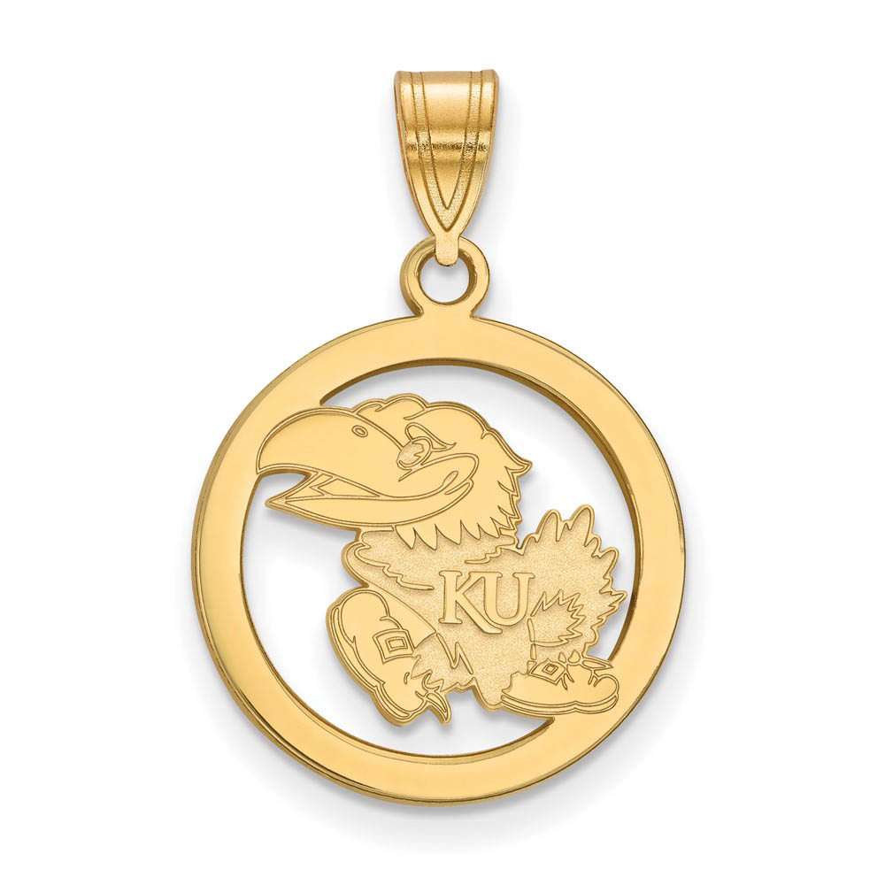 14k Gold Plated Silver U. of Kansas Circle Pendant