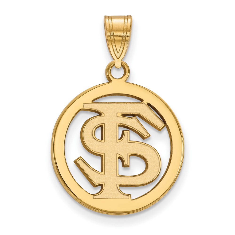 14k Gold Plated Silver Florida State Circle Pendant