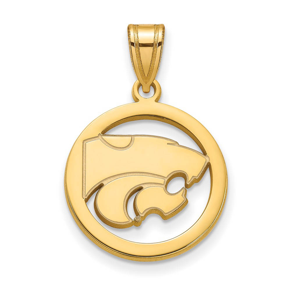 14k Gold Plated Silver Kansas State Circle Pendant