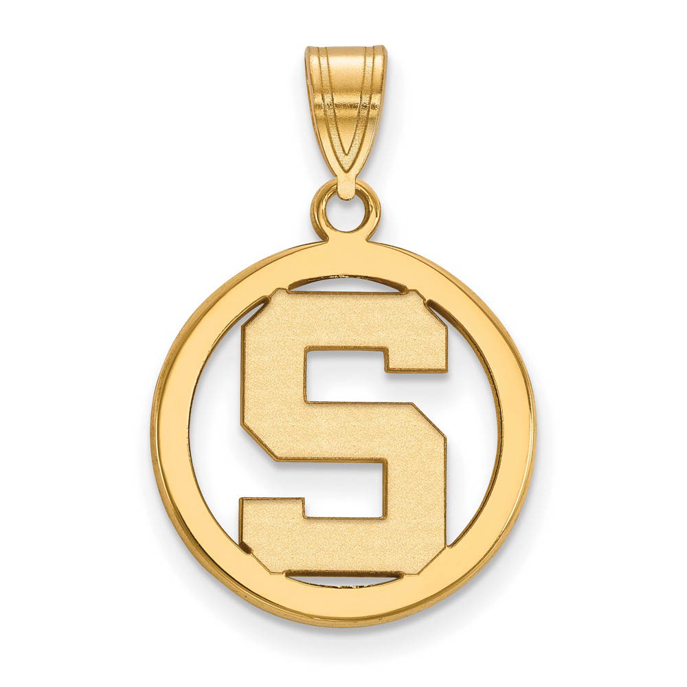 14k Gold Plated Silver Michigan State Circle Pendant