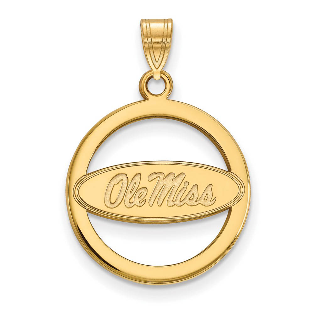 14k Gold Plated Silver U. of Mississippi Circle Pendant