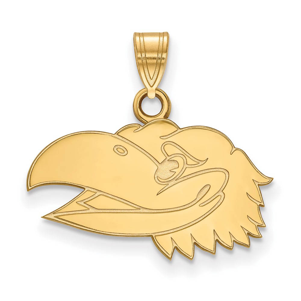 14k Gold Plated Silver U. of Kansas Left Profile Mascot Pendant