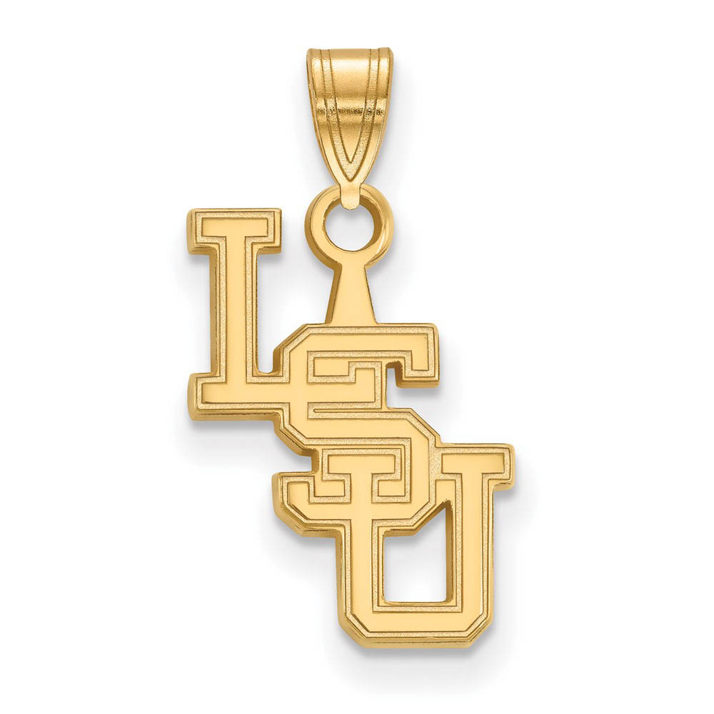 14k Gold Plated Silver Louisiana State Stacked 'LSU' Pendant