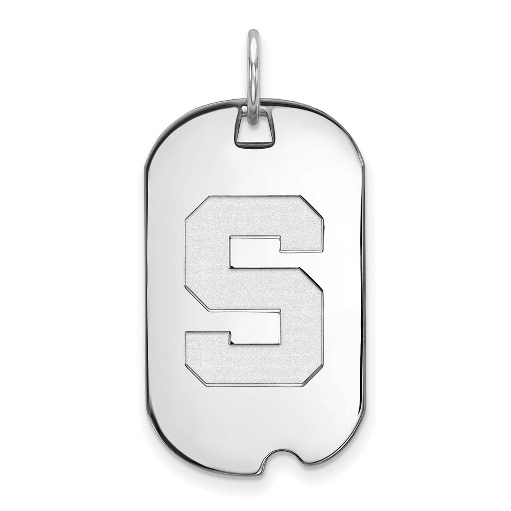 Sterling Silver Michigan State Initial Dog Tag Pendant