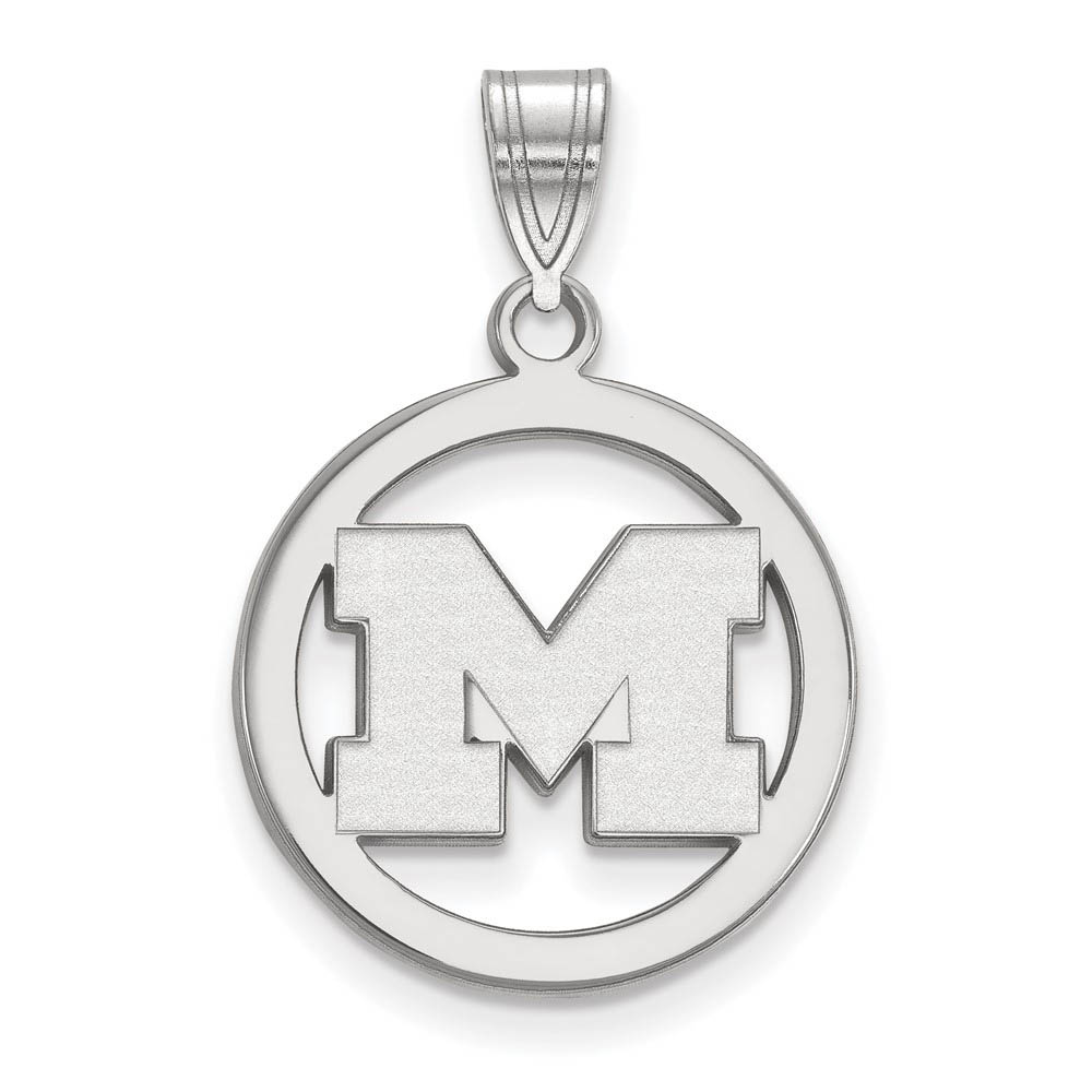 Sterling Silver U. of Michigan Small Initial Circle Pendant