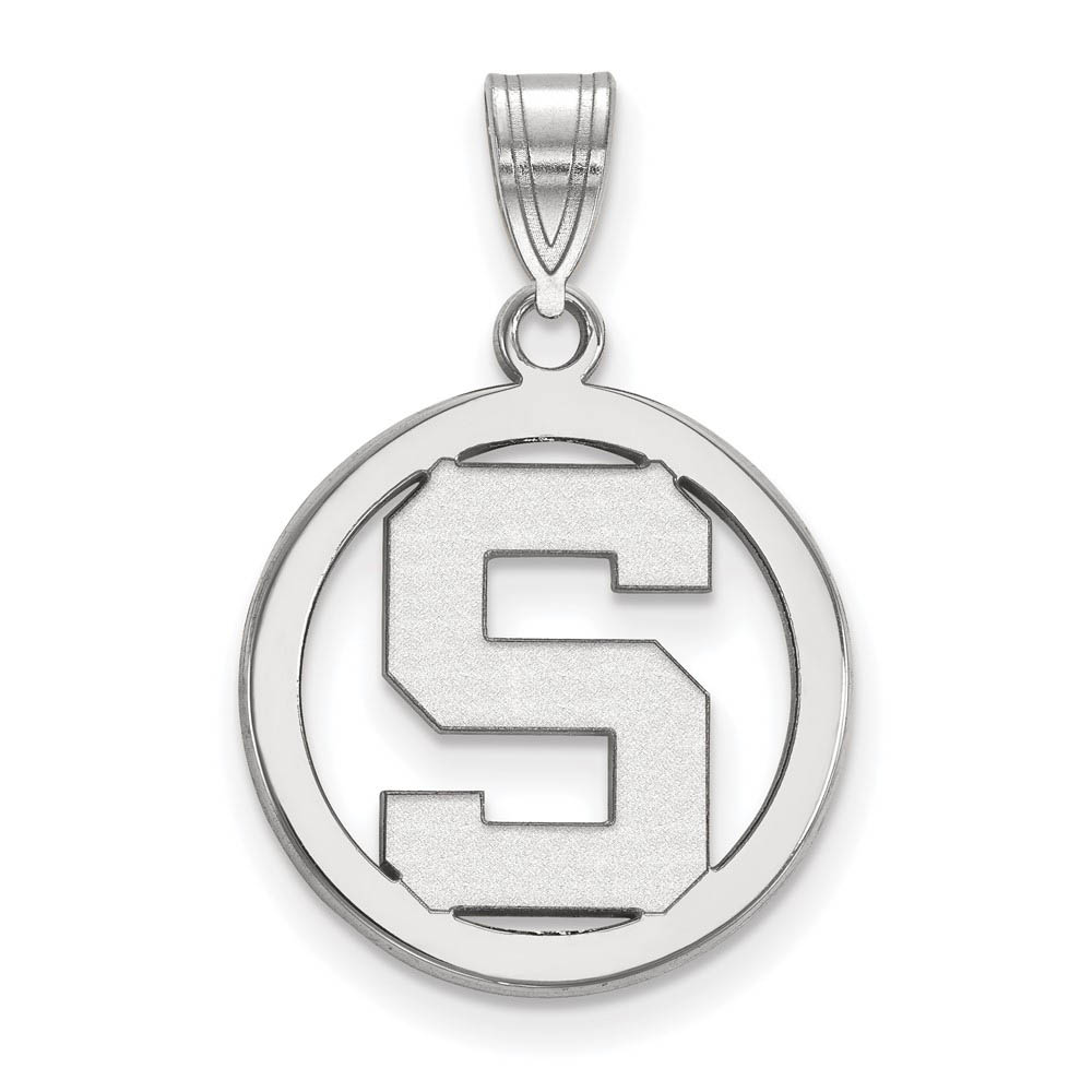 Sterling Silver Michigan State Small Initial Circle Pendant
