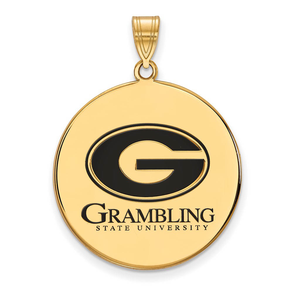 14k Gold Plated Silver Grambling State Enamel Disc Pendant