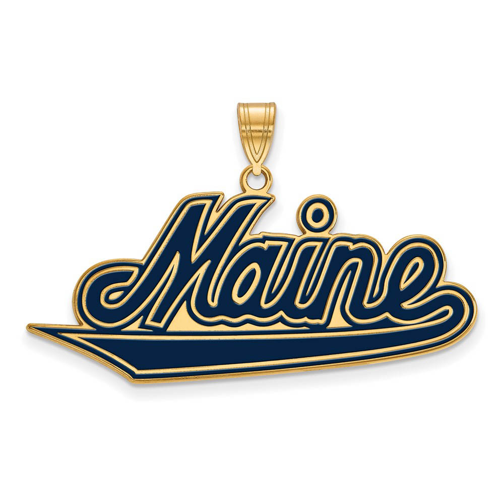 14k Gold Plated Silver U. of Maine Enamel Pendant