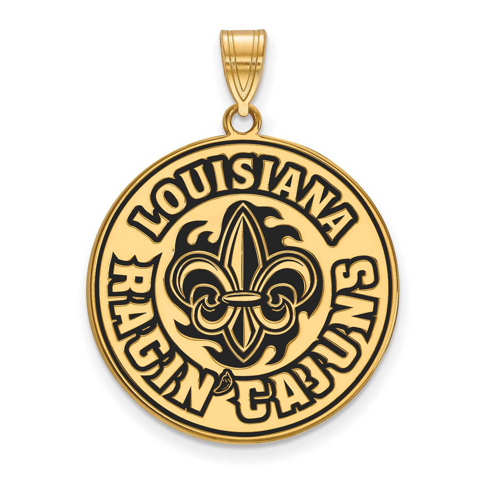 14k Gold Plate Silver U. of Louisiana at Lafayette Enamel Pendant