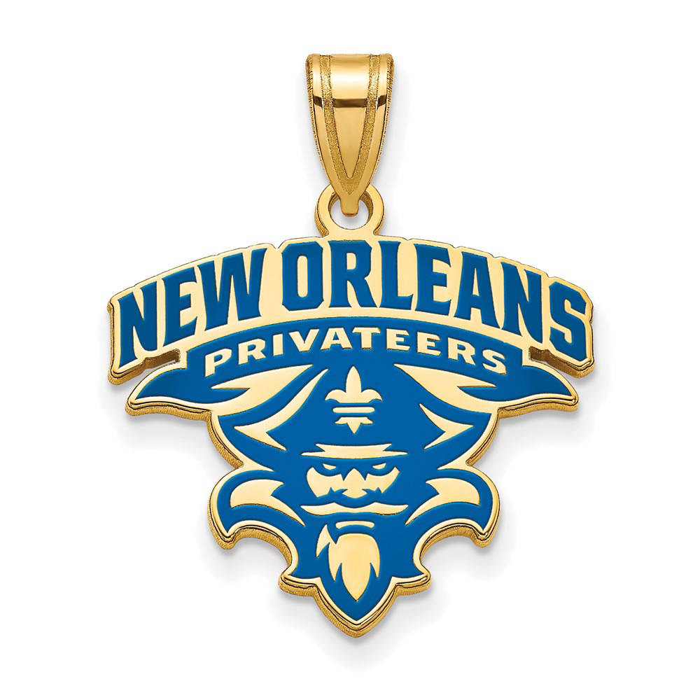 14k Gold Plated Silver U. of New Orleans Enamel Pendant