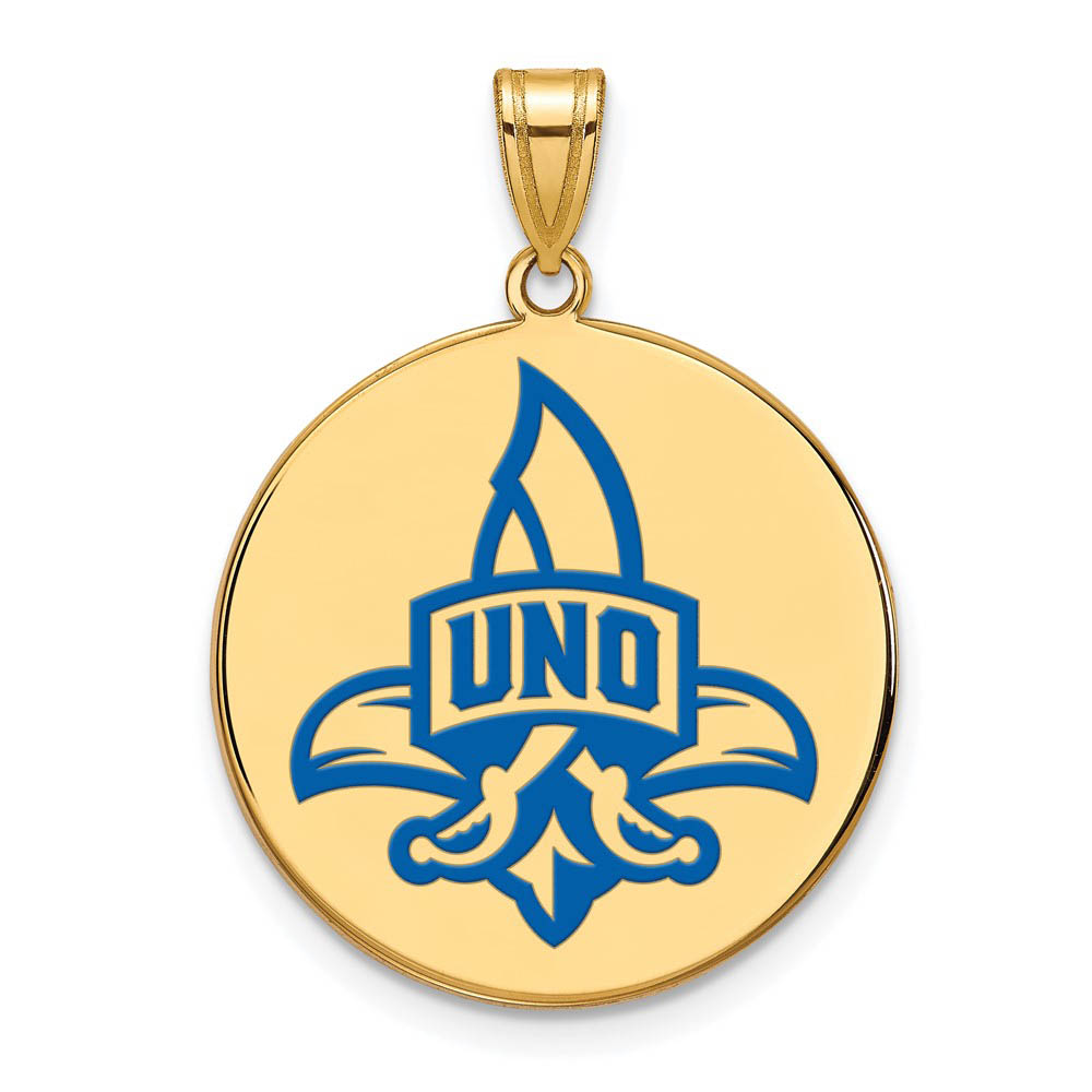 14k Gold Plated Silver U. of New Orleans Enamel Disc Pendant