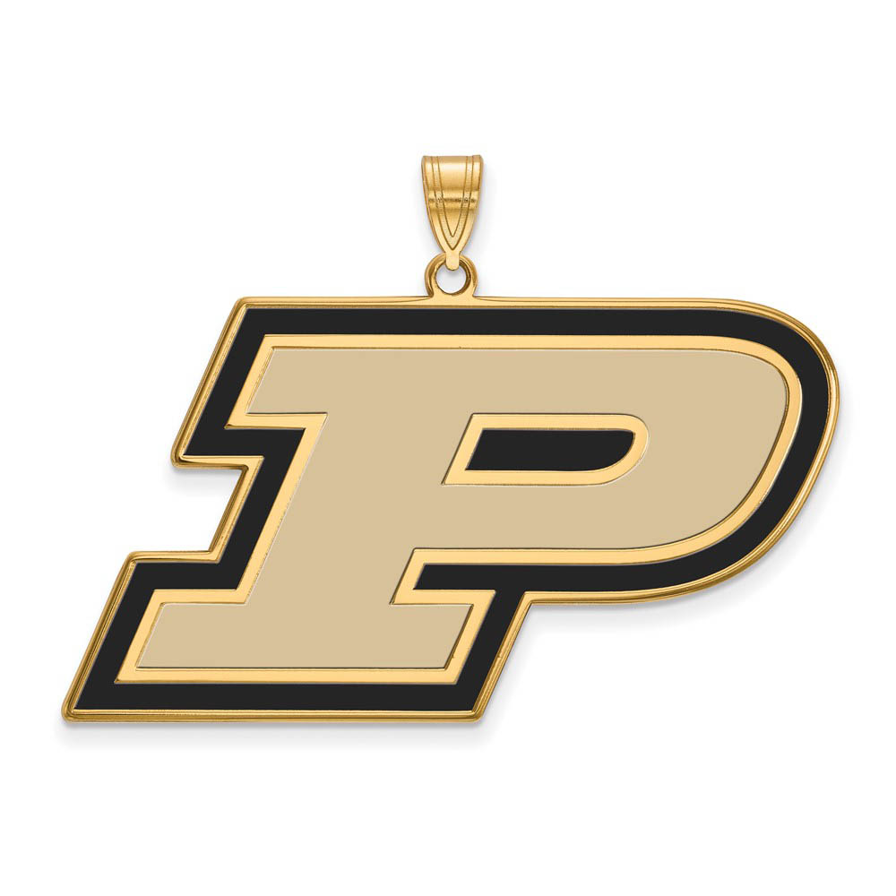 14k Gold Plated Silver Purdue Enamel 'P' Pendant