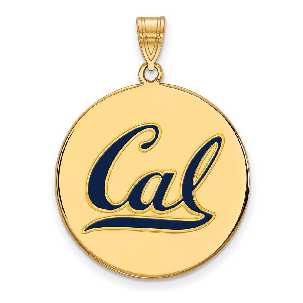 14k Gold Plated Silver California Berkeley Enamel Disc Pendant
