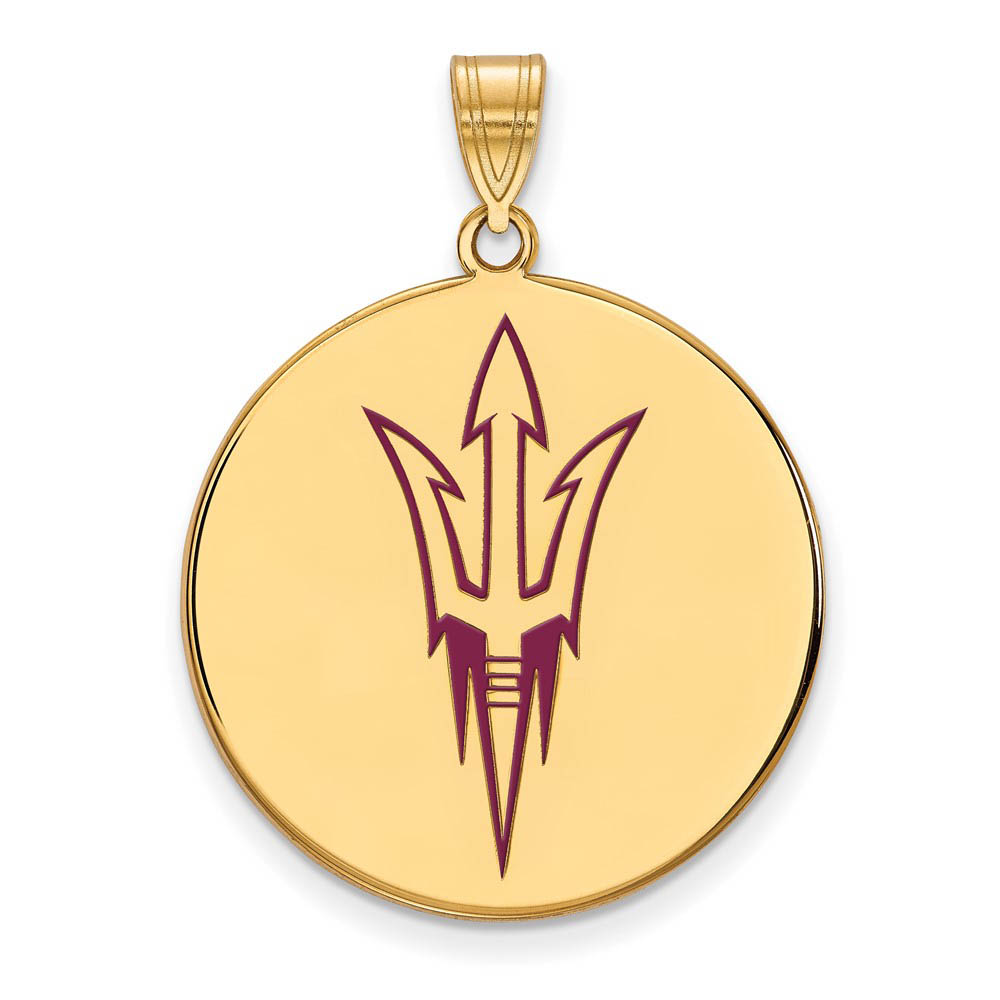 14k Gold Plated Silver Arizona State Enamel Logo Disc Pendant