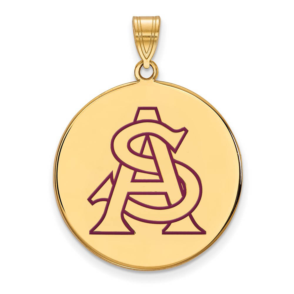 14k Gold Plated Silver Arizona State Enamel Disc Pendant