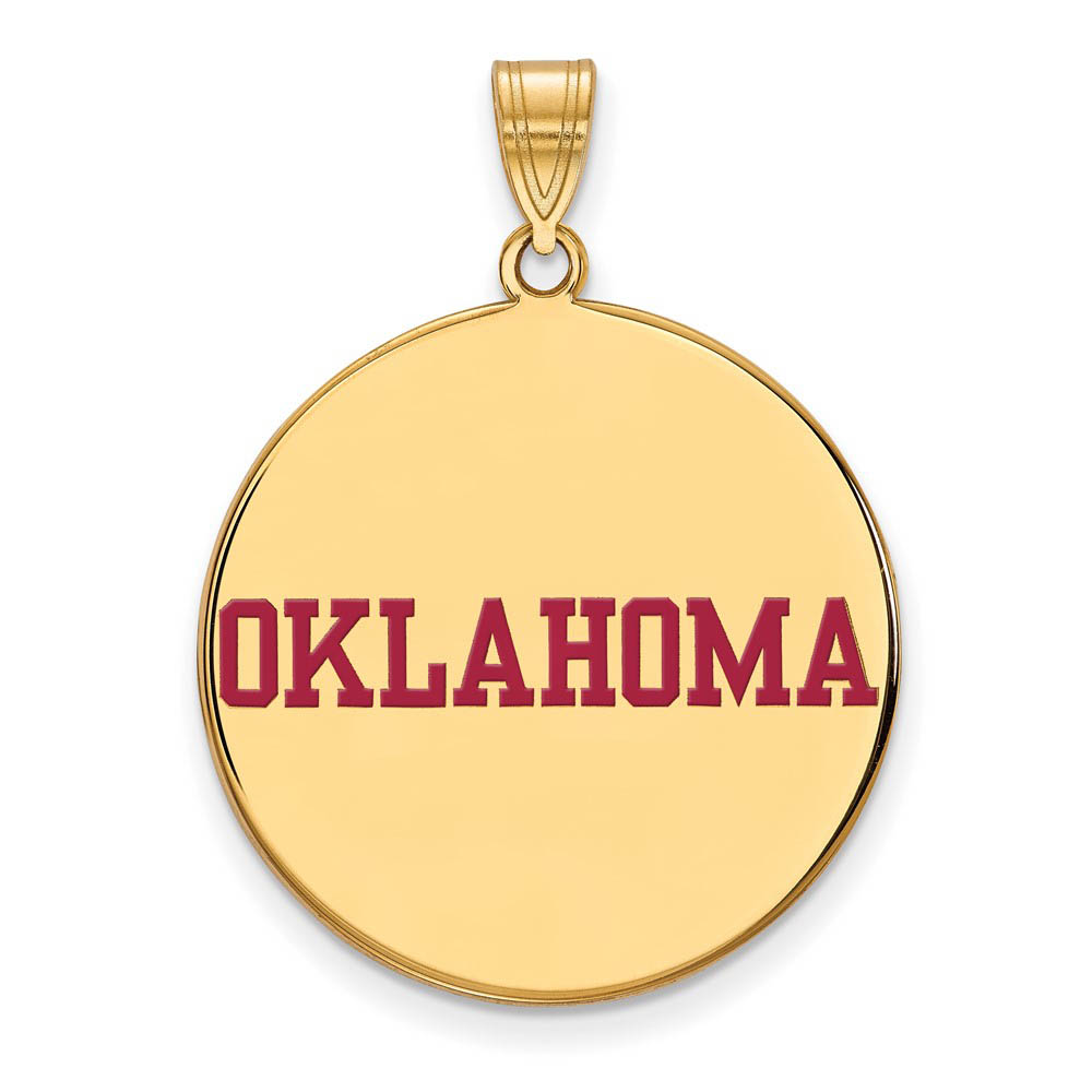 14k Gold Plated Silver U. of Oklahoma Enamel Disc Pendant