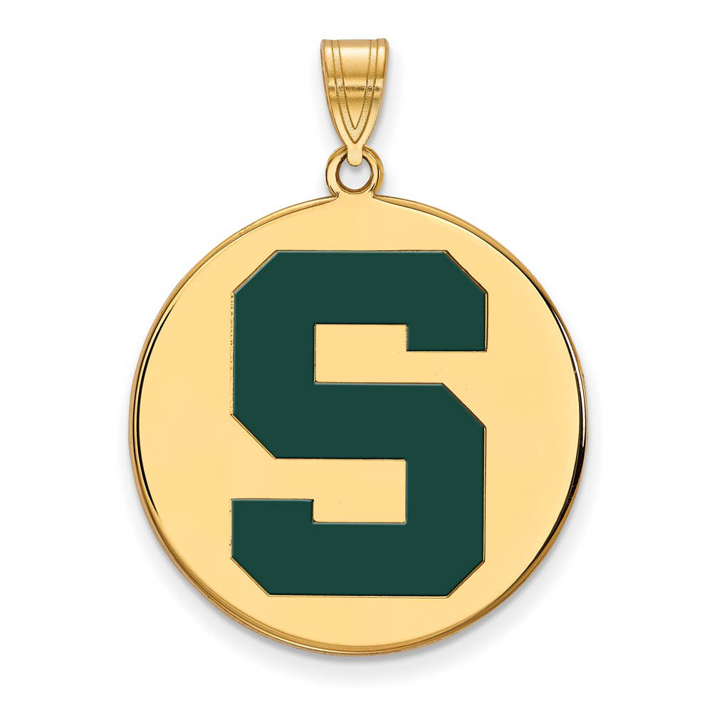 14k Gold Plated Silver Michigan State Enamel 'S' Disc Pendant