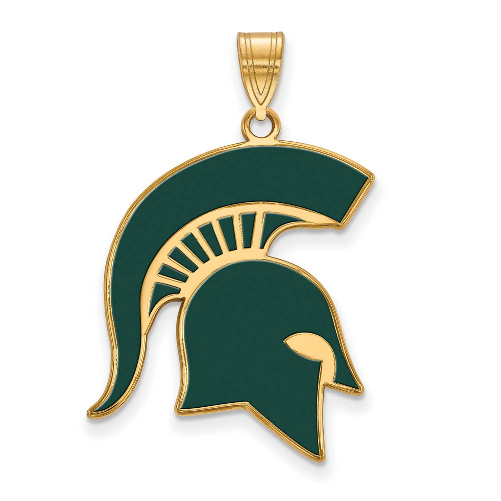 14k Gold Plated Silver Michigan State Enamel Pendant