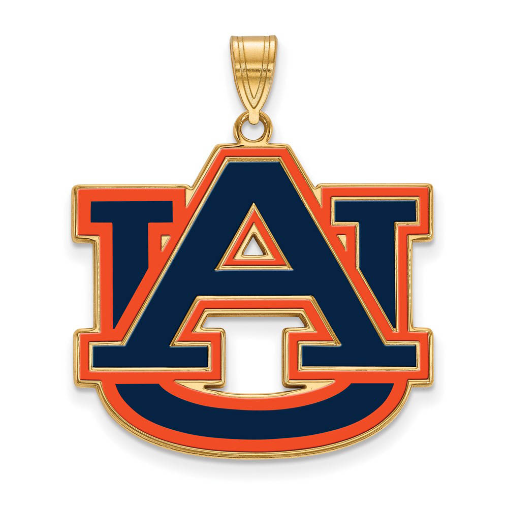 14k Gold Plated Silver Auburn U Enamel Pendant